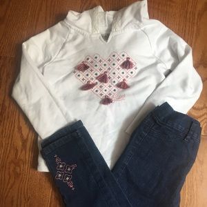 Girls Lucky Brand Jeans and Hoodie set